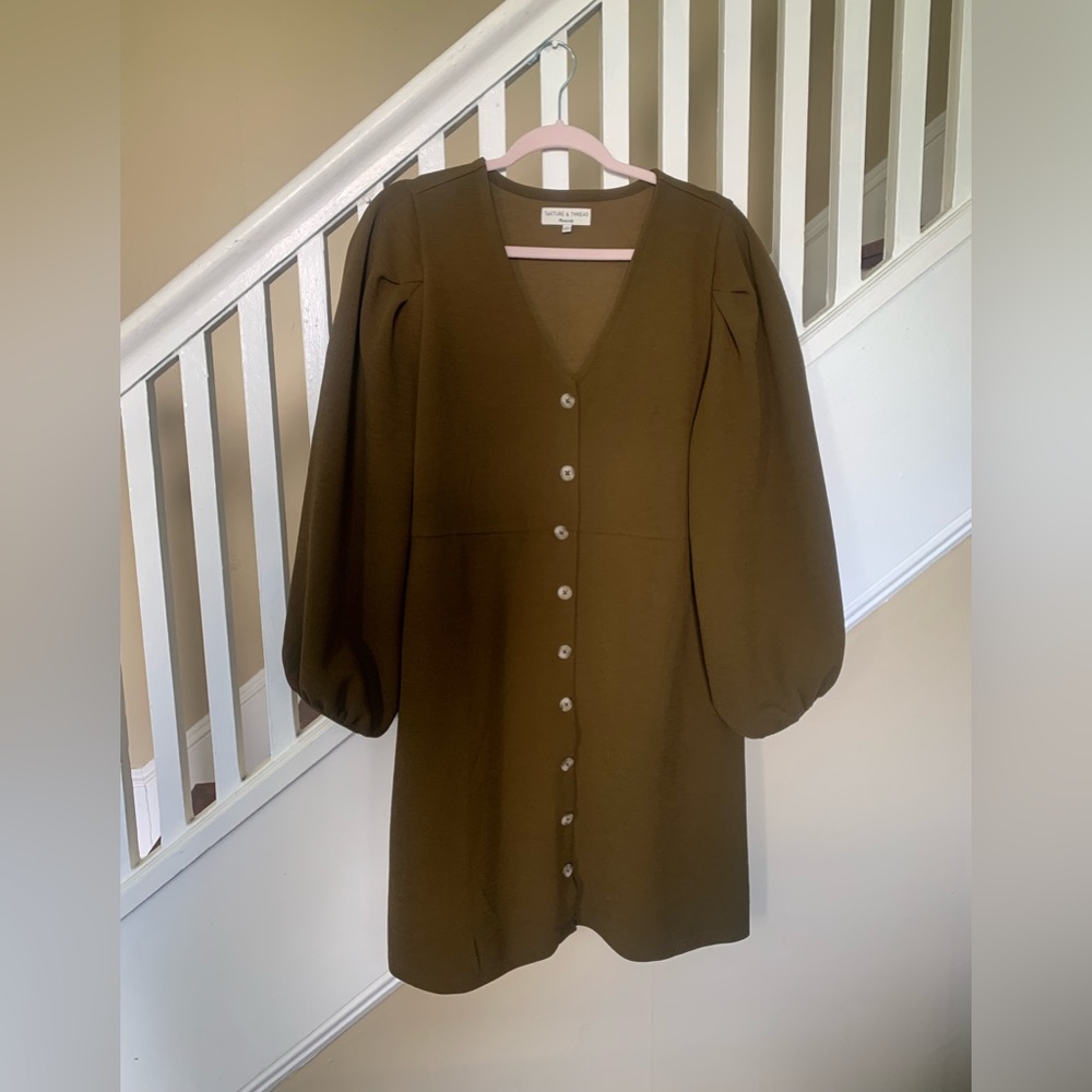 Ballon sleeve button down Madewell mini dress